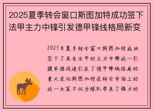 2025夏季转会窗口斯图加特成功签下法甲主力中锋引发德甲锋线格局新变化